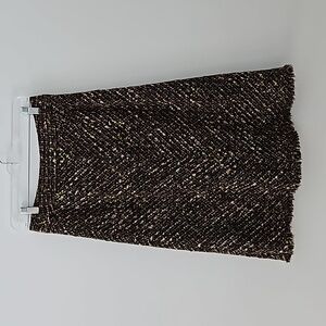 J Jill tweed boucle midi skirt with‎ fringe hem size 4